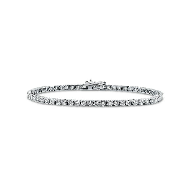 Sterling Silver Rhodium-plated CZ Flower w/2 inch ext Bracelet Sterling Silver Rhodium-plated CZ Flower w/2 inch ext Bracelet